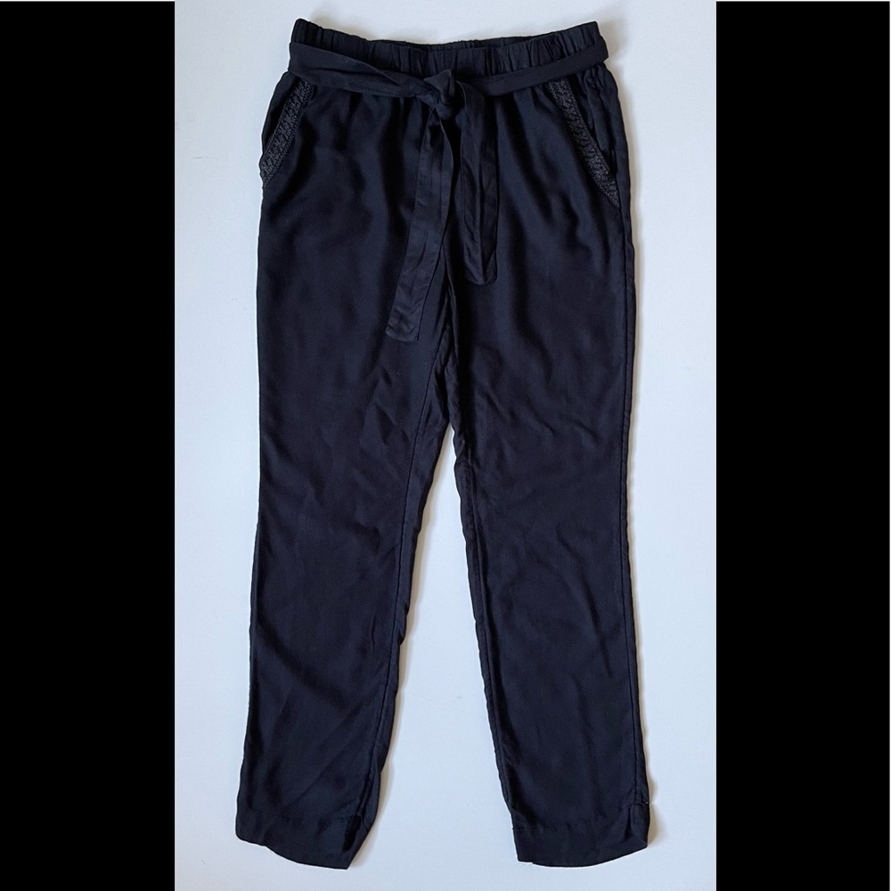 Swildens Girls’ Black Pants with Embroidered Pockets